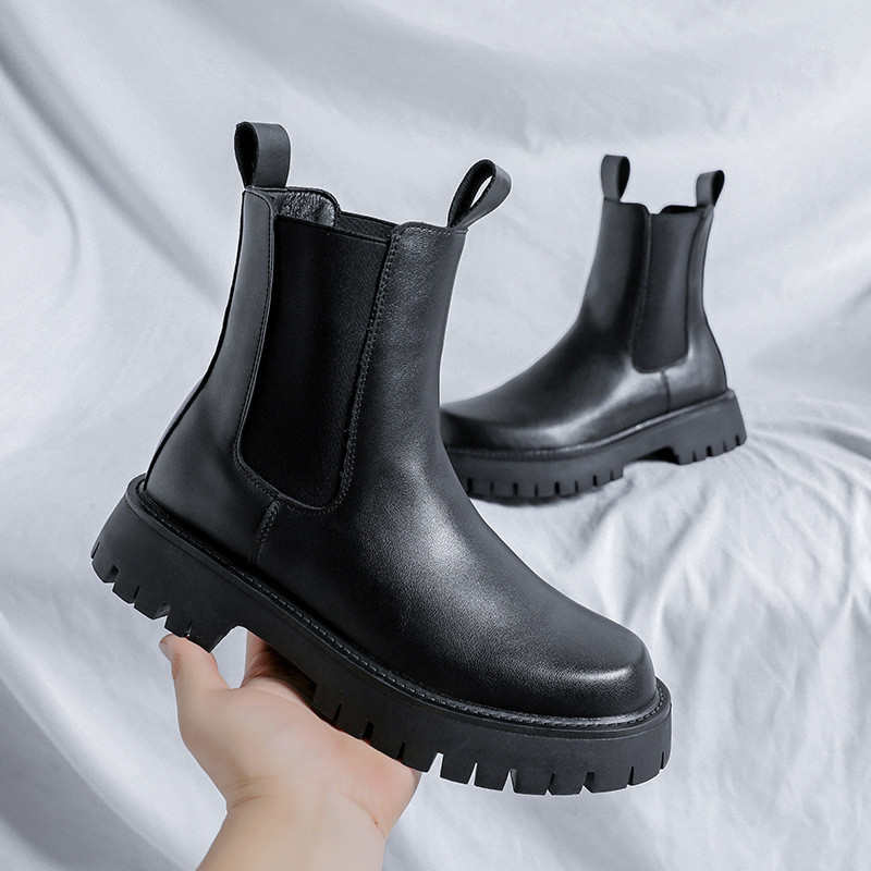 ανδρικές μπότες πλατφόρμας μόδας μαύρες τάσεις φθινοπωρινά χειμωνιάτικα παπούτσια ψηλά καουμπόικα μποτάκια από  όμορφο μακρύ chelsea botas zapatos