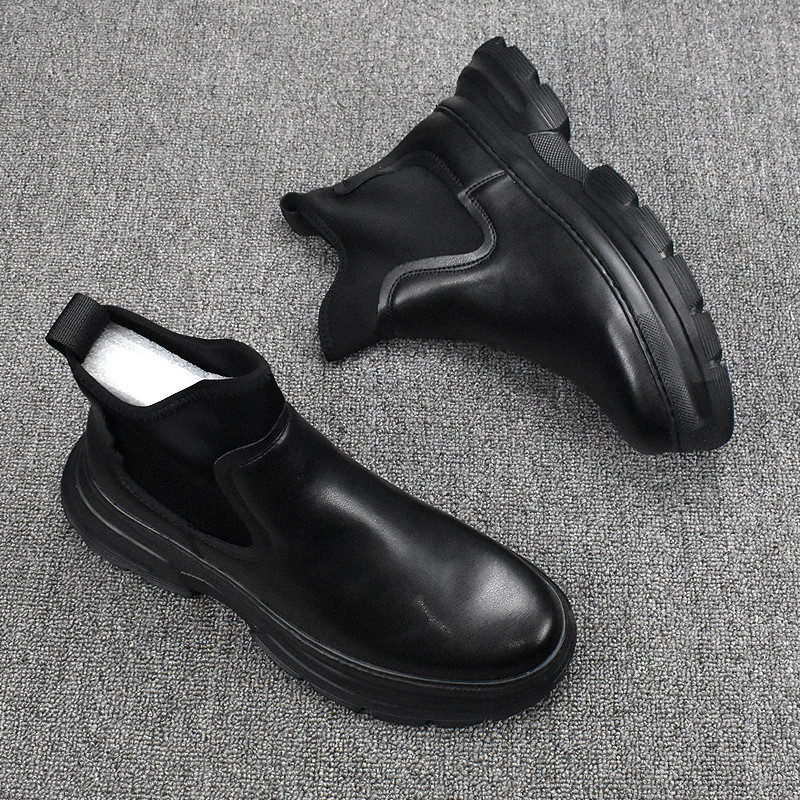 Britanski stil muška moda punk party haljina čizme s platformom black tide originalne kožne cipele kaubojske gležnjače chelsea botas mans