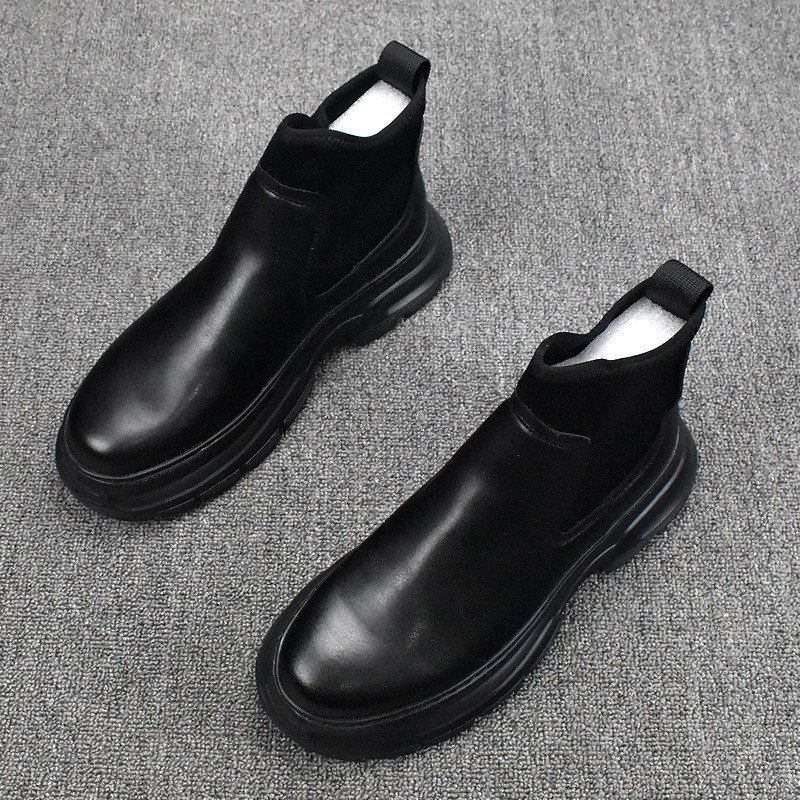 Britanski stil muška moda punk party haljina čizme s platformom black tide originalne kožne cipele kaubojske gležnjače chelsea botas mans