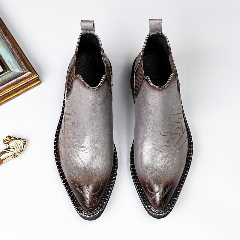 Ανδρικές μπότες Πλατφόρμας Πολυτελείας Χειροποίητα Σχεδιαστές Ανδρικά Παπούτσια Αστραγάλου Chelsea New Style Slip σε επαγγελματικές μπότες