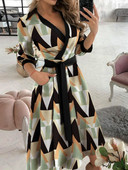 Ljetne elegantne duge haljine kratkih rukava Ženske 2023. Ležerne svečane haljine s V-izrezom Uredske haljine s džepovima za plažu s printom slova