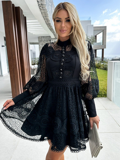 Rochie de damă, primăvară/vară 2023, nouă, sexy, din dantelă albă, stil ins, rochie elegantă cu mânecă lungă în linie A Rochii