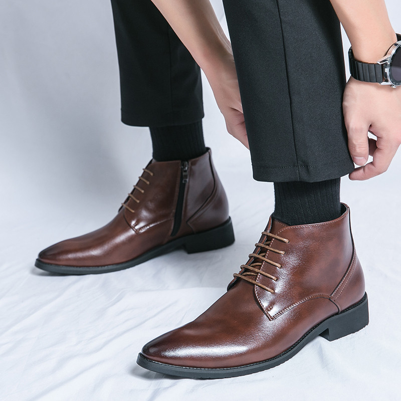 Cizme chelsea casual de afaceri pentru bărbați cu vârf ascuțit Cizme de iarnă vintage Cizme de modă Pantofi clasici din piele