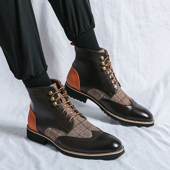 Нови модни тенденции Модел Ежедневни ботуши Мъжки ботуши 2023 Висококачествени кожени работни ботуши Двойка Една и съща телешка кожа Старши ръчно изработени обувки