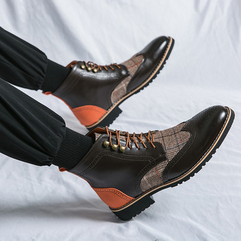 Нови модни тенденции Модел Ежедневни ботуши Мъжки ботуши 2023 Висококачествени кожени работни ботуши Двойка Една и съща телешка кожа Старши ръчно изработени обувки