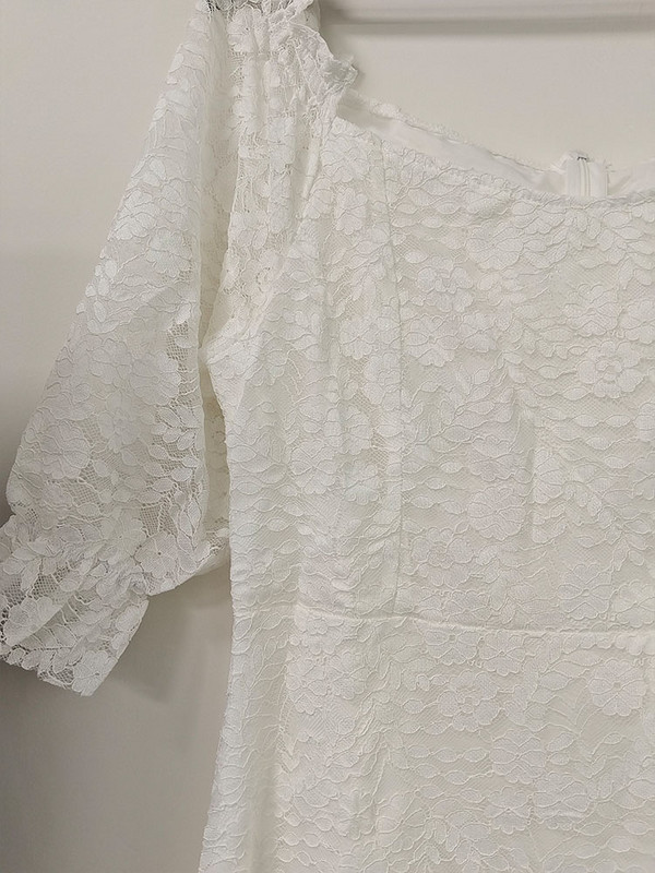 Rochie albă cu imprimeu floral pentru femei, vară, elegantă, cu mâneci bufante, rochie cu gât tăiat, cusături din dantelă, subțire, petrecere, bal, nuntă, rochii lungi