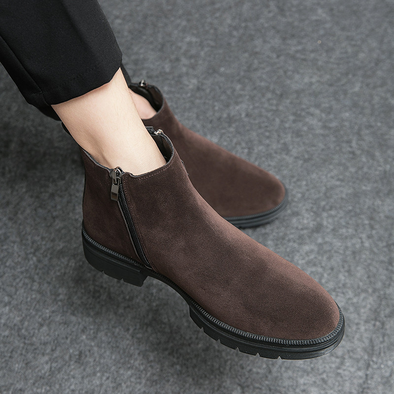 Πολυτελής μάρκα Αντίστροφη σουέτ Ανδρικές μπότες Chelsea Μόδα παπούτσια Δερμάτινες μπότες Ανδρικά υποδήματα Κλασικά ανδρικά μποτάκια άνετες μπότες