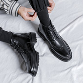 Zimsko krzno u britanskom stilu Tople čizme od kože Muške udobne modne svestrane natikače za poslovne sastanke Svečane čizme za zabavu