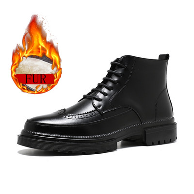 Zimsko krzno u britanskom stilu Tople čizme od kože Muške udobne modne svestrane natikače za poslovne sastanke Svečane čizme za zabavu