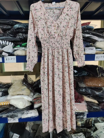 Haljina s dugim rukavima Ženska V-izrez Cvjetni šifon 3 boje Blagdanske romantične djevojke Slatke Višeslojna mekana A kroja Nježna odjeća Chic