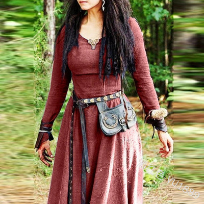 Rochie maxi medievală cu mânecă lungă Robă pentru femei Rochie elfică de zână vintage Renaștere celtică Viking Îmbrăcăminte gotică Rochie de bal fantezie