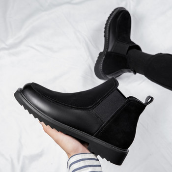 Модни черни плюшени ботуши Челси Мъжки заострени удобни ботуши Мъжки приплъзващи се обувки Евтини мъжки велурени обувки Zapatos Hombre Ежедневни