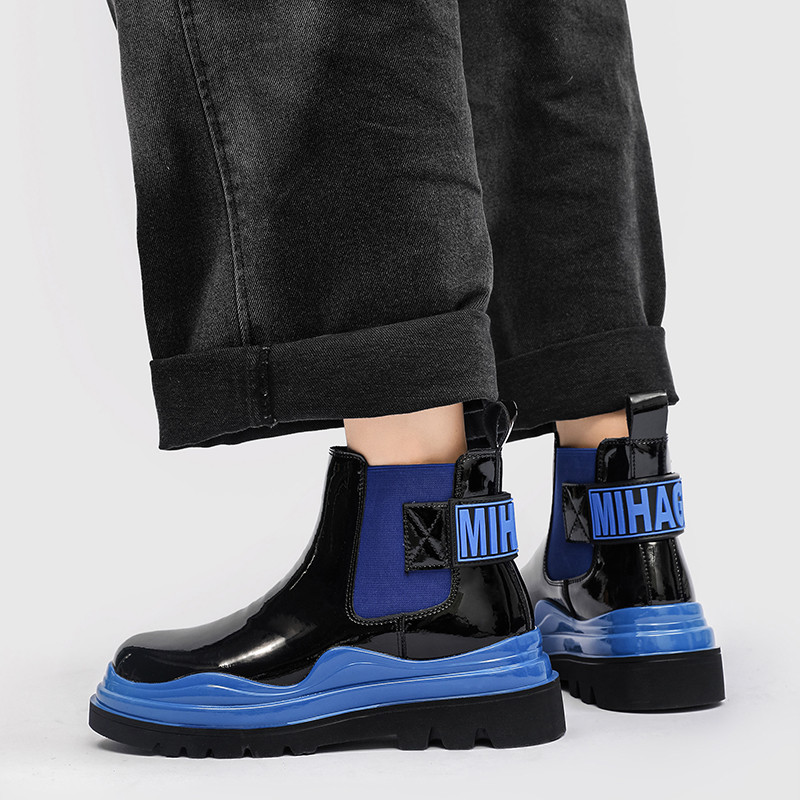 Platformă, verde, albastru, pantofi pentru bărbați, pantofi din piele, pantofi de rochie, Japonia, Coreea, ocazional, încălțăminte rezistentă la uzură Chaussure Homme