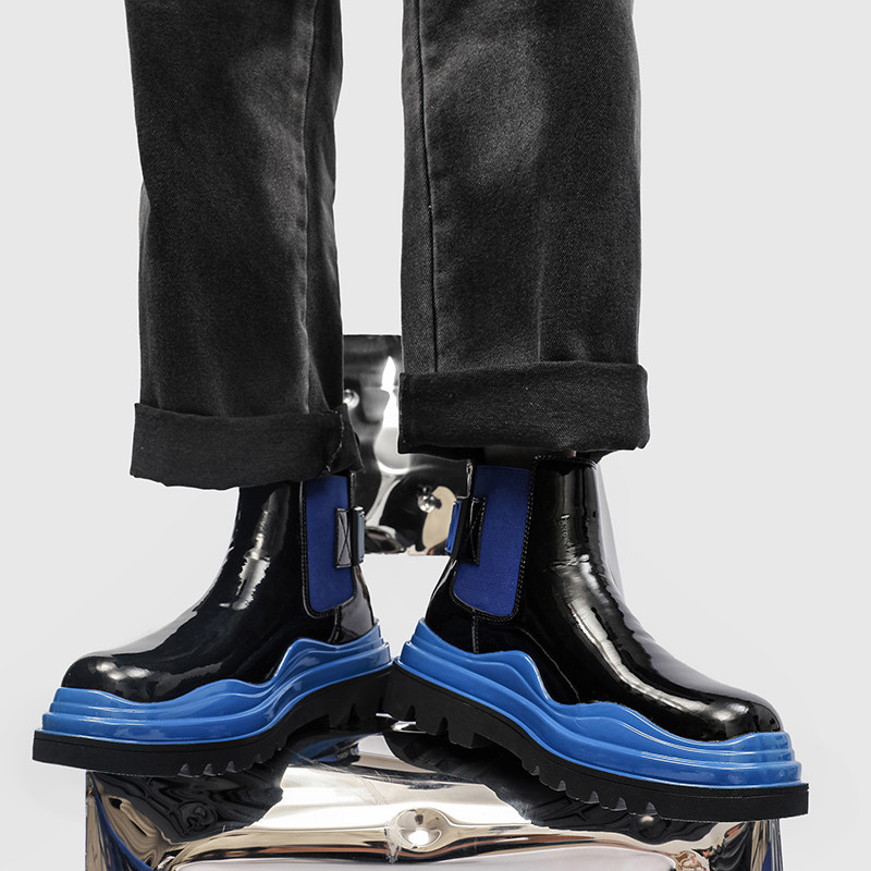 Platformă, verde, albastru, pantofi pentru bărbați, pantofi din piele, pantofi de rochie, Japonia, Coreea, ocazional, încălțăminte rezistentă la uzură Chaussure Homme