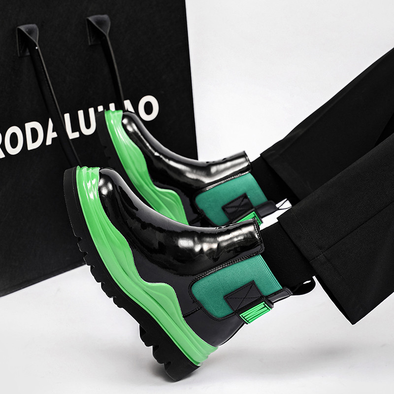 Platformă, verde, albastru, pantofi pentru bărbați, pantofi din piele, pantofi de rochie, Japonia, Coreea, ocazional, încălțăminte rezistentă la uzură Chaussure Homme