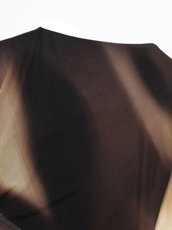 Γυναικεία Μακρυμάνικα Πλισέ Διχτυωτή Γραβάτα Βαφή Μίνι Φορέματα Σέξι στάμπα με λαιμόκοψη Bodycorn Vestidos Γυναικεία Ανοιξιάτικη Μόδα Streetwear