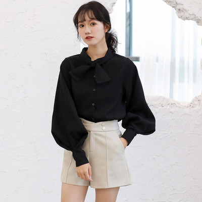 Jednobojne ženske košulje dugih rukava s mašnom s gumbima Ženske majice Camisas Mujer Proljetne korejske ženske ležerne široke bluze 8896 50