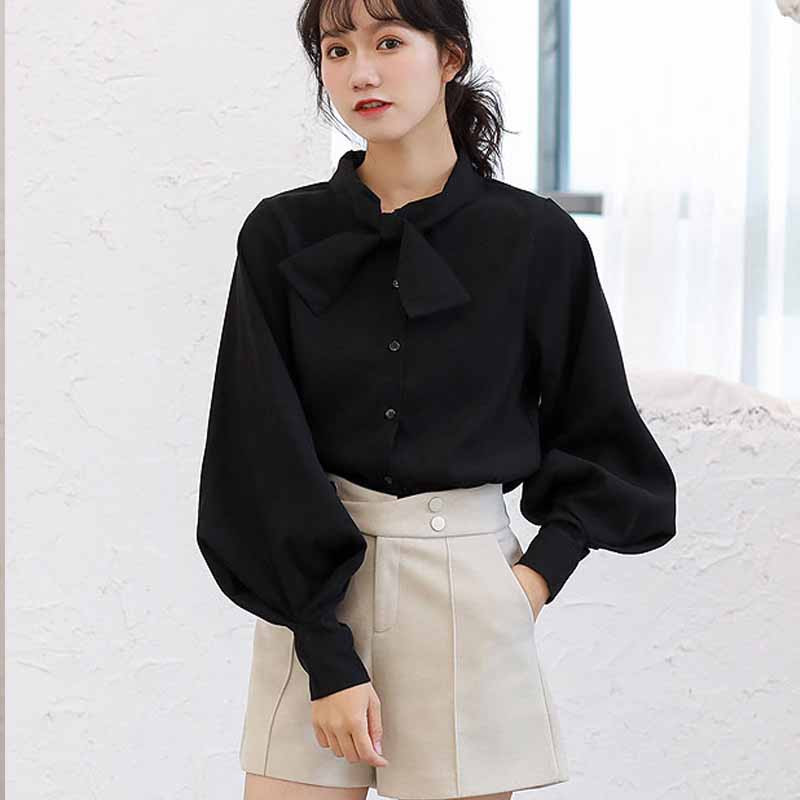 Jednobojne ženske košulje dugih rukava s mašnom s gumbima Ženske majice Camisas Mujer Proljetne korejske ženske ležerne široke bluze 8896 50