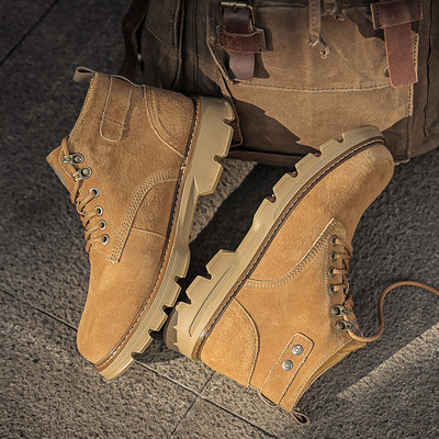 Misalwa proljeće/zima muške kožne čizme ležerne modne snježno žute čizme s krznom muške radne cipele na otvorenom gležnjače vojne