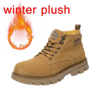 Misalwa proljeće/zima muške kožne čizme ležerne modne snježno žute čizme s krznom muške radne cipele na otvorenom gležnjače vojne