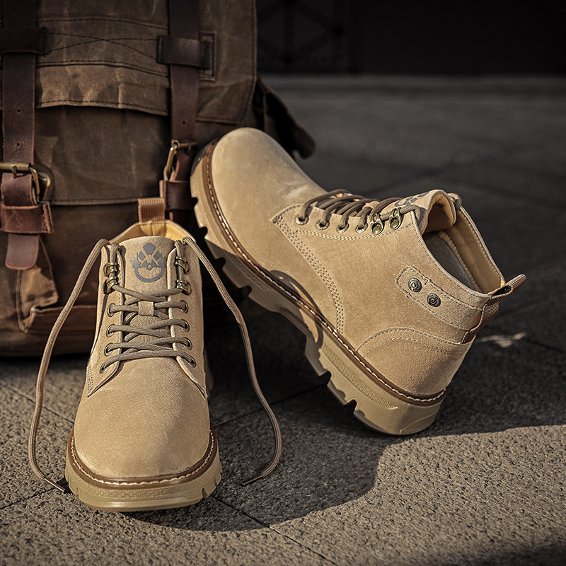 Misalwa proljeće/zima muške kožne čizme ležerne modne snježno žute čizme s krznom muške radne cipele na otvorenom gležnjače vojne