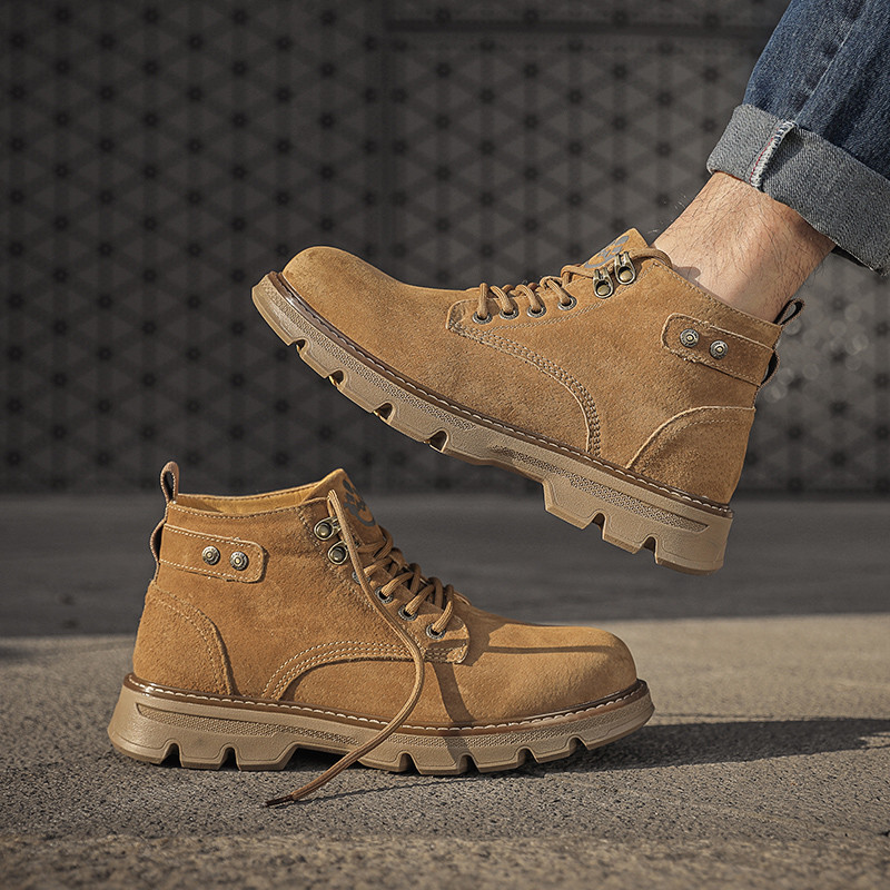 Misalwa proljeće/zima muške kožne čizme ležerne modne snježno žute čizme s krznom muške radne cipele na otvorenom gležnjače vojne