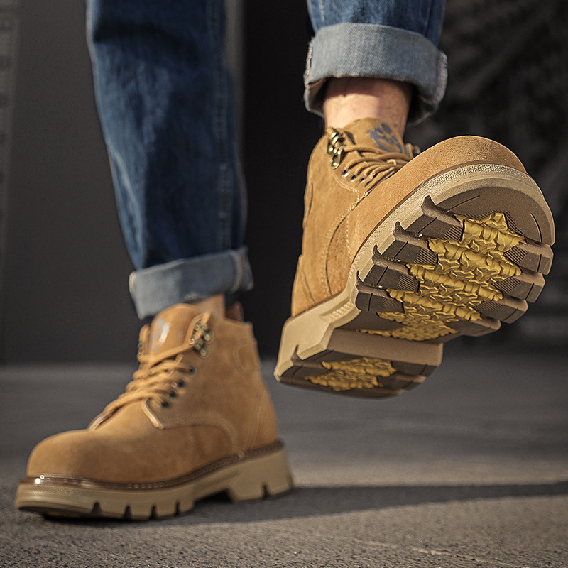 Misalwa proljeće/zima muške kožne čizme ležerne modne snježno žute čizme s krznom muške radne cipele na otvorenom gležnjače vojne