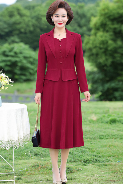 Rochie de toamnă pentru femei, la modă pentru femei, costum solid, guler, pentru birou, cu mânecă lungă, pentru petrecere, până la genunchi