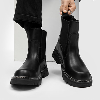 2023 Нови ботуши Челси за мъже Обувки на платформа Мъжки луксозни боти до глезена Ботуши с приплъзване Ежедневни обувки