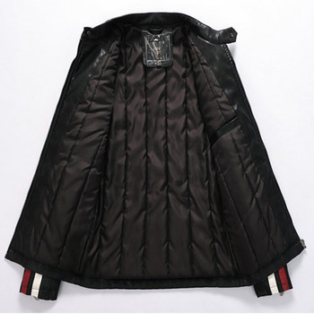 DIMUSI Зимно кожено яке Мъжки ежедневни дебели кожени ветровки Biker Coats Мъжки тънки мотоциклетни якета от изкуствена кожа Облекло