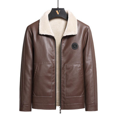 Férfi téli bőrkabát motorkerékpáros alkalmi dzseki meleg polár motoros Bomber pu kabát férfi szélálló téli vintage kabát 8Xl