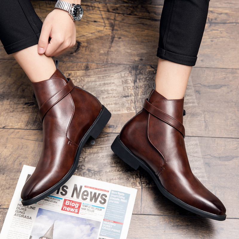 Britų stiliaus vyriški madingi odiniai batai rankų darbo prabangūs kulkšnies batai biuro šoniniai batai su sagtimi Vyriški „Chelsea“ didieji 38–48 dydžio batai