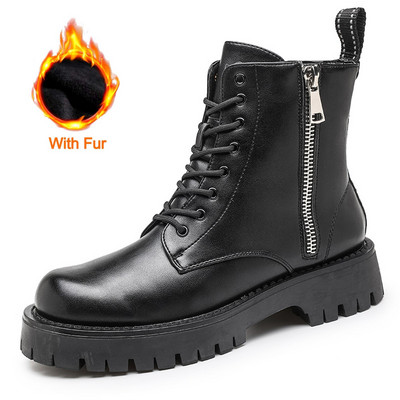 Fashion High Top Ανδρικές Μπότες Υψηλής ποιότητας Μποτάκια εξωτερικού χώρου για άντρες Casual Παπούτσια Μοντέρνα Punk Δερμάτινα Σχεδιαστικά Μπότες Μοτοσικλέτας