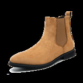 Cizme de primăvară toamnă pentru bărbați, la tendința britanică, din piele de căprioară, cizme de cowboy cu platformă pentru bărbați, cizme chelsea pentru bărbați.