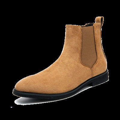 Cizme de primăvară toamnă pentru bărbați, la tendința britanică, din piele de căprioară, cizme de cowboy cu platformă pentru bărbați, cizme chelsea pentru bărbați.