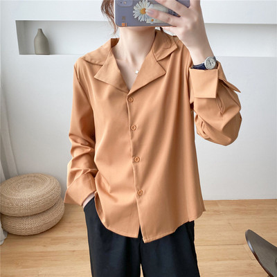 Jednobojna korejska ležerna ženska košulja s kragnom odijela Nova ženska šifonska bluza Gornja odjeća Vrhunska uredska ženska široka odjeća s gumbima 11882