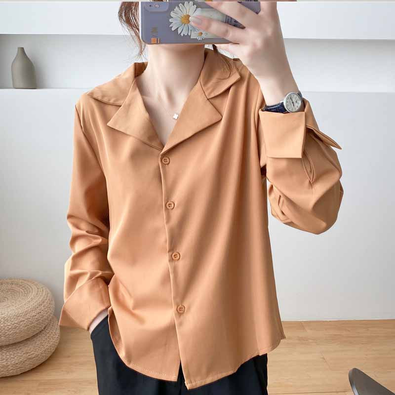 Jednobojna korejska ležerna ženska košulja s kragnom odijela Nova ženska šifonska bluza Gornja odjeća Vrhunska uredska ženska široka odjeća s gumbima 11882