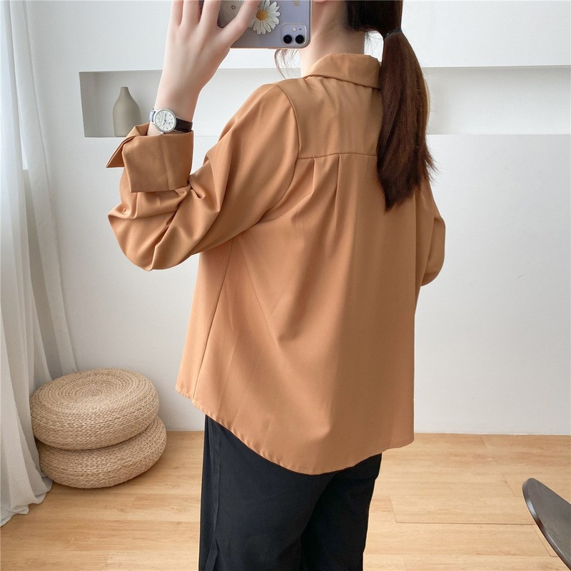 Jednobojna korejska ležerna ženska košulja s kragnom odijela Nova ženska šifonska bluza Gornja odjeća Vrhunska uredska ženska široka odjeća s gumbima 11882