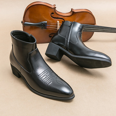 2023-as bebújós Chelsea csizma férfiaknak üzletember férfi hegyes orrú bokacsizma sárga rövid csizma divatos ruha magassarkú báli Grace