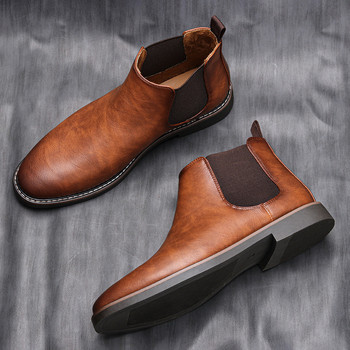 Есенни зимни ботуши за мъже Дишащи бизнес кожени ботуши Ботуши на открито 2023 Нови класически мъжки обувки Голям размер 46