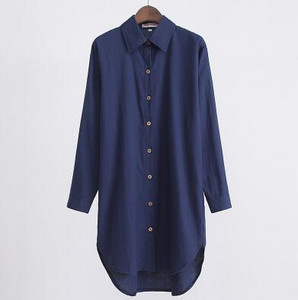 Ležerne duge košulje u ženskom stilu s kratkim ovratnikom i kratkim ovratnikom velike veličine Ženska modna jednobojna široka bluza