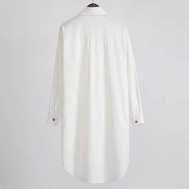 Ležerne duge košulje u ženskom stilu s kratkim ovratnikom i kratkim ovratnikom velike veličine Ženska modna jednobojna široka bluza