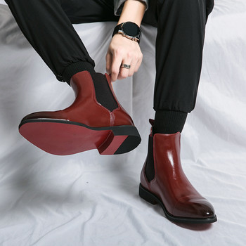 Висококачествени ботуши Chelsea Мъжки класически кожени ботуши Ежедневни мъжки обувки с висока рокля с приплъзване Мъжки 2023 Нова мода Боти до глезена