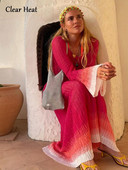 Κομψό πλεκτό φόρεμα με κοίλο έξω αντίθεση Μόδα Φορέματα μάξι με μακρυμάνικο λαιμόκοψη Κομψά 2023 Καλοκαίρι Γυναικεία ρούχα στο δρόμο