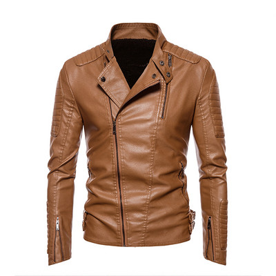 2023 m. žieminė striukė Vyriška pastorinta šilta striukė su užtrauktuku Aukštos kokybės vyriška striukė kelių kišenių laisvalaikio motociklo PU odinės striukės