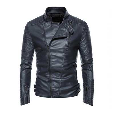 2023 m. žieminė striukė Vyriška pastorinta šilta striukė su užtrauktuku Aukštos kokybės vyriška striukė kelių kišenių laisvalaikio motociklo PU odinės striukės