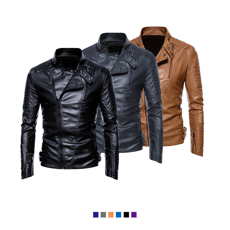 2023 m. žieminė striukė Vyriška pastorinta šilta striukė su užtrauktuku Aukštos kokybės vyriška striukė kelių kišenių laisvalaikio motociklo PU odinės striukės