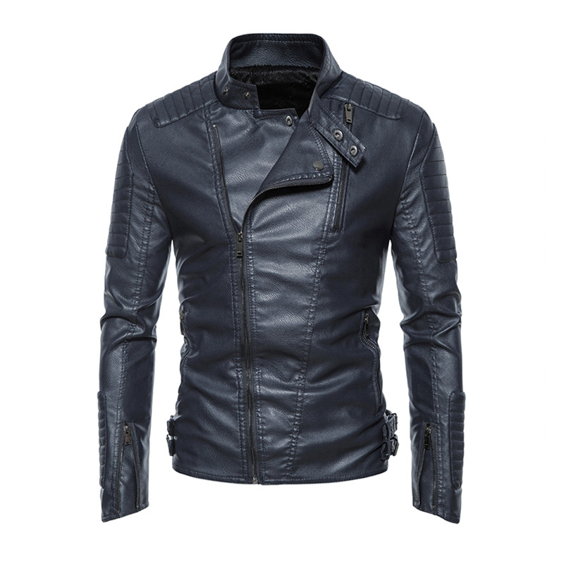 2023 m. žieminė striukė Vyriška pastorinta šilta striukė su užtrauktuku Aukštos kokybės vyriška striukė kelių kišenių laisvalaikio motociklo PU odinės striukės