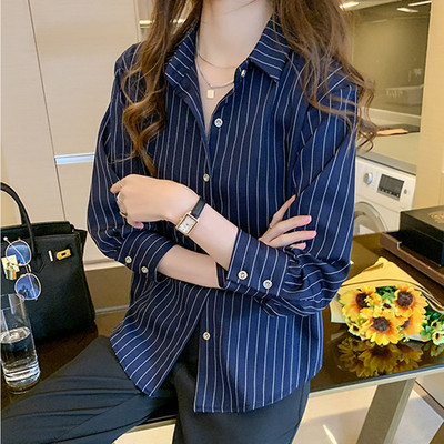 Μόδα Γυναικείες Μπλούζες Φθινοπωρινά μακρυμάνικα Γυναικεία Πουκάμισα Ριγέ Μπλούζα Εργασίας Γραφείου Γυναικεία Μπλούζες Ρετρό Επαγγελματικά Ενδύματα 10688