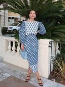 Εκτύπωση Floral μακρυμάνικο γυναικείο φόρεμα 2023 Καλοκαιρινό ψηλόμεσο φιόγκο Vestidos σπαστό εξώπλατο γυναικεία φορέματα παραλίας